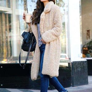 Autumn Winter Long Teddy Coat Woman Faux Fur Coat 2020 Women Warm Ladies Fur Jacket Female Plush Teddy Coat Plus Size Outwear Y0829