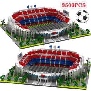Mini Tuğla Yapı Taşları Elmas Bloklar Ünlü Mimari Futbol Futbol Sahası Futbol Kampı Nou Sinyal Lduna Parkı Çocuk Oyuncakları Y220214