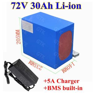 GTK 72V 30AH lityum li ion pil paketi için 3000W 4000W Elektrikli bisiklet Üç Tekerlekli Bisiklet motosiklet turu araba tekerlekli sandalye + 5A Şarj Cihazı