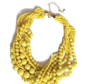 2021 Новое заявление Акриловые бусины плетеные колье желтое Темно-красное ожерелье, сладкие украшения для женщин