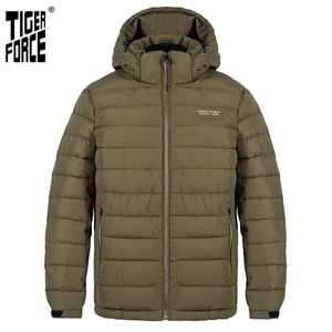 Tiger Force мужская зимняя куртка средних длинные куртки с капюшоном толстая армия зеленый повседневный открытый теплый парки парка 70769 211229