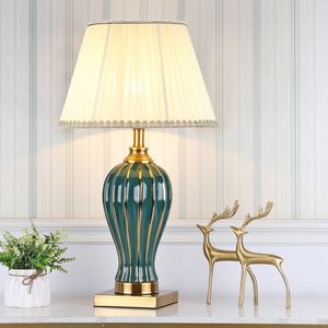 Lâmpada de mesa de cerâmica para cabeceira Lâmpada Lâmpada de mesa verde decoração de luxo sala de estar quarto escritório escritório