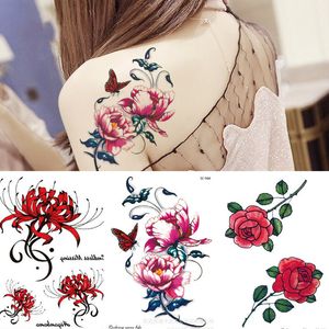 Бабочка и цветы наполовину руки плечо временные татуировки водонепроницаемые наклейки флэш-татуировки красочные стикер для женщин