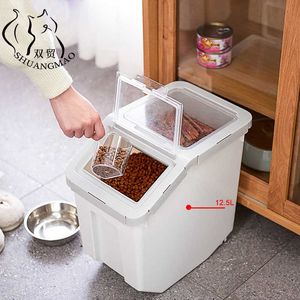 Shuangmao Pet Dog Storage Контейнер для хранения еды 12.5L Сумка сухой кошки для уплотнения влаги с измерительной чашкой котенка продукты 210615