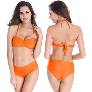 Kadın Mayo Swimmart Orijinal Design Scrunch Üstü Tamamen Düzenli 2 PCS Kadın Çıkarılabilir Boyun Yular Yukarı 2021 Seks Kızlar Pos Pos Bikini