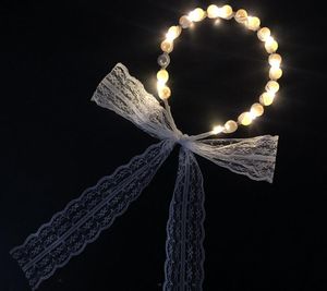 Light Up Pearl Lace Headband Цвет Изменение светодиодов Светодиодные огни Светящиеся Волосы Обруча вечеринки Головные Уилья Аксессуары для детей Женщины