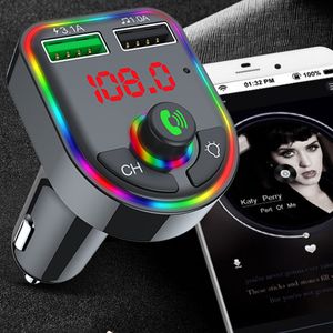 F6 Araba Bluetooth FM Verici Renk LED Aydınlatmalı Şarj Kiti MP3 Çalar 3.1A 1A Çift USB Adaptörü Kablosuz Ses Alıcısı