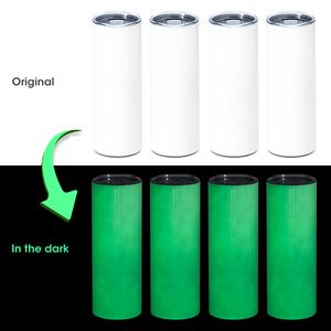 Totally Straight! Glow In The Dark Tumbler 20oz Sublimation Straight Tumblers Car Cold Drink Mug Heat Transfer Coating Mugs for Halloween