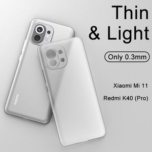 0.3mm Casos ultra finos para Xiaomi Redmi K40 Pro MI 11 Poco F3 Matte Transparente Hard PP Cubra traseira
