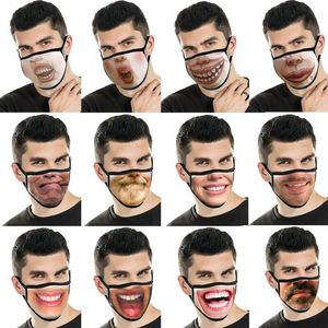 10 adet Yıkanabilir Komik Karikatür Ağız Maskesi Anti Toz PM2.5 Pamuk Maskeleri Kullanımlık Moda ZWL
