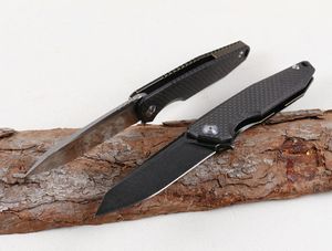Alta extremidade aberta aberta flipper faca Aus-8 tanto ponto lâmina tc4 titanium liga + fibra de carbono alça Bolsa de bolso EDC facas