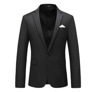 2021 Yeni Erkekler Blazer Mont Rahat Iş Blazer Ceket Moda Erkek Resmi Düğün Blazers Artı Boyutu M-6XL Katı Beyaz Siyah Y1122