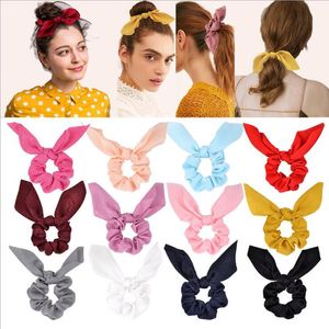 12 pcs Mulheres Borracha Bandas Tiara Cetim Ribbon Kont Bow Elastic Band Rope Scrunchies Titular Goma Para Acessórios De Cabelo