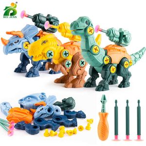 3 adet Çocuk Oluşturucu Bulmaca Oyuncak Seti Dinozor Modeli Tornavida Matkap Araçları Çocuklar Interaktif Montessori Eğitim Erkek H0917