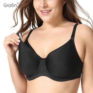 GRATLIN Women's Padded Underwire Full Sling Support Maternity Nursing Bra Plus Size C-H Cup 210918