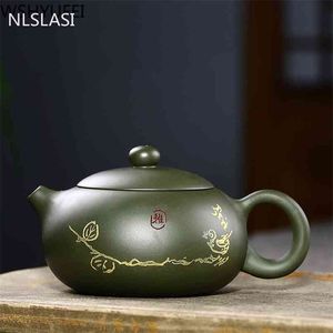 Yixing Çay Potu Mor Kil Xishi Çaydanlık Ünlü El Yapımı Orijinal Maden Yeşil Çamur Su Isıtıcısı Çin Özel Teaware 240ml 210621