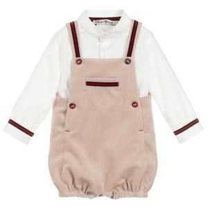 2PCS Baby Boys Boutique Clothes Set Autumn Kids Clothing Suit Children Long Sleeve White Shirt + Pants Infant Spanish Outfits 210615