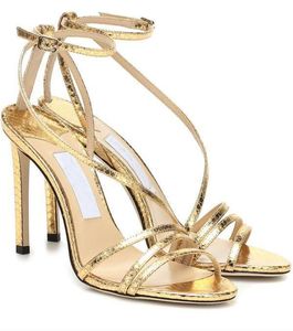 Ünlü İtalya markası tesca sandalet ayakkabı ayak bileği strapi kare-toe kadınlar yaz tasarımcısı yüksek topuklu çıplak siyah altın bayan pompalar-gelin düğün
