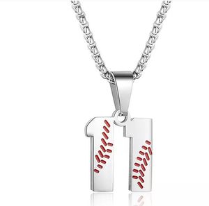 wholesale new Titanium Sport Accessories Baseball Jersey Number Necklace Stainless Steel Charms stitching