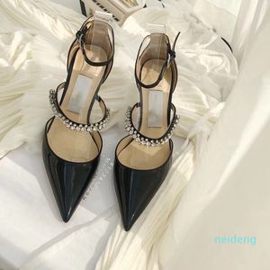 Moda Lüks Tasarımcı Sandalet kadın Yaz Ziyafet Elbise Ayakkabı Yüksek topuklu Seksi Pompalar Sivri Burun Sling Geri Kadın Ayakkabı En Kaliteli F52