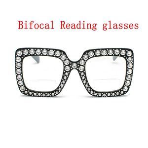Anti Blue Light Bifocals Чтение Солнцезащитные очки Лупа для женщин Мужчины Смотрите рядом с данными пресбиопические очки Дамы Diamond Frame NX