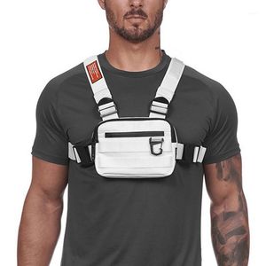 Mini Göğüs Çantaları Erkekler Taktik Yelek Yansıtıcı Güvenlik Bisiklet Yürüyüş Sırt Çantası Çok Fonksiyonlu Seyahat Cep Telefonu Bel Pack1