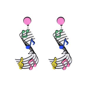 Творческая акриловая музыкальная нота серьга для женщин красочные ювелирные украшения для вечеринки летние праздничные серьги с серьгами оптом