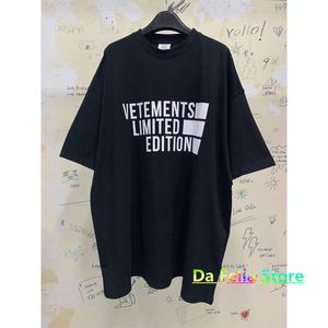 Siyah Vetements Büyük Tee 2021ss Erkekler Kadınlar Sınırlı Sayıda Grafik Baskı Vetements T-shirt Yüksek Kalite VTM Yaka Tops Etiketi X0628