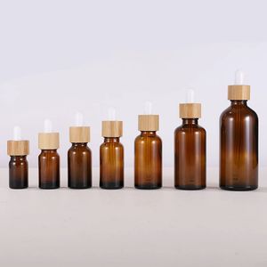 1 унция янтарные стеклянные бутылки для эфирного масла с бамбуковой крышкой 15 мл 20 мл 30 мл 50 мл 100 мл 30 мл.