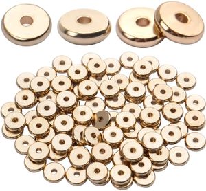 100 adet 8mm Düz Yuvarlak Rondelle Gevşek Disk Boncuk Metal Spacers Için DIY Bilezik Takı Yapımı Malzemeleri Altın