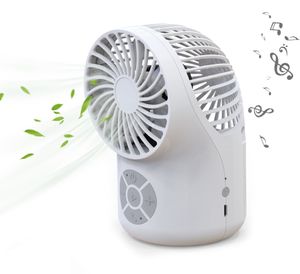 Gadgets de reprodutor de música de ventilador recarregável USB de mesa Ventiladores portáteis de 3 velocidades/Vento forte para escritório doméstico, Miniventilador de vento silencioso com alto-falante Bluetooth Mic mãos-livres F8