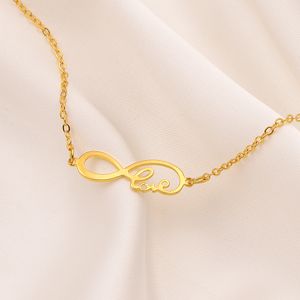 Infinity Sembol Aşk Kolye Kolye Şekil 14 K Güzel Altın Antika Sarı Dolu Kadınlar Bayanlar Kızlar Charms Anne Hediye Kutusu