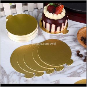 Other Bakeware Kitchen Dining Bar Home Garden100Pcs/Set Round Mousse Boards Gold Paper Cupcake Dessert Displays Tray Wedding Birthday Cake