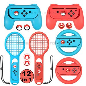 1 NintendosWitch Aksesuarları 2 Direksiyon Tenisi Raket Kolu Kavrama Nitendo Anahtarı Joy Con Kontrol Cihazı Oyun Denetleyicileri Için 6 Kapak