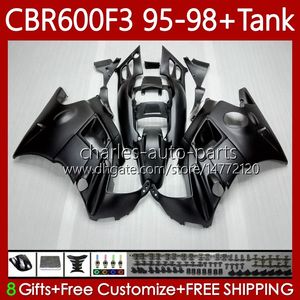 Bodywork + Tank Honda Mat Siyah CBR 600 F3 CC 95-98 Vücut 64no.5 CBR 600FS 600F3 CBR600 FS CBR600F3 95 96 97 98 CBR600-F3 600CC CBR600FS 1995 1996 1997 1998 PERSERING