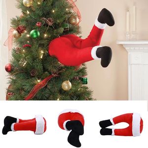 Noel ağacı sopa Noel Baba krismas ağacı için tekmeleme bacaklar dekoratif kapı süsleme kapalı peluş dekor süslemeleri w-01181