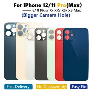 Для iPhone X XR 11 11 PRO 12 PRO MAX 13 Мини задний стеклянный аккумуляторный корпус задней крышки Большое отверстие