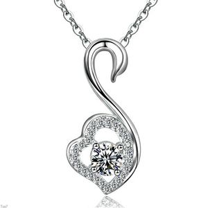 Kristal Bayan Kolye Kolye Basit Kuğu Elmas Takı Kalp Şeklinde CollarBone Zincir Aşk Altın Gümüş Kaplama