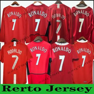 Erkek 03 04 05 06 07 08 United RONALDO Uzun kollu Retro UCL final maçı ev Manchester Jersey Utd BECKHAM CANTONA KEANE SCHOLES GIGGS klasik kısa kollu unifom