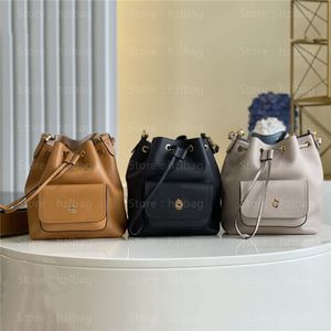 Дизайнерская сумка Luxurys Bag Black M57687 Кошелек Кошелек Состаренная фурнитура золотого цвета Спортивная сумка с поворотным замком Сумки через плечо Кожаный шнурок Lockme Bucket bag