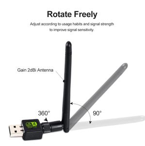 USB WIFI Adaptörü Anten WIFI4 Adaptörler Kart 2.4G 5.8G Çift Bantlar Antenler 802.11 Ethernet Dongle MT7601 Ücretsiz Sürücü PC Masaüstü Dizüstü