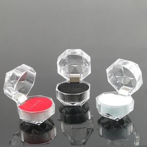 Küçük Şeffaf Akrilik Kristal Yüzük Kutusu Plastik Küpe Damızlık Depolama Ekran Durumda Organizatör Düğün Takı Tutucu Paketi Kutuları Toptan Fiyat