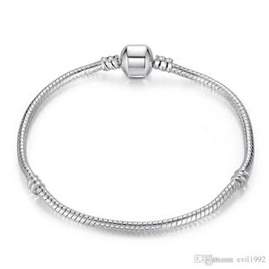 Véritable 1 pcs Drop Shipping Argent Plaqué Bracelets Femmes Serpent Chaîne Charme Perles pour Pandora Perles Bracelet Bracelet Enfants Cadeau B001