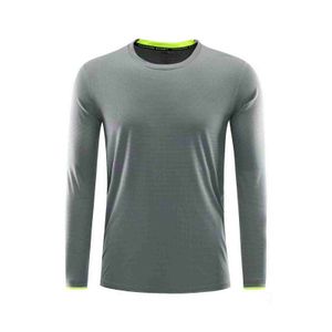 gray Long Sleeve Running Shirt Men Fitness Gym Sportswear Fit Quick dry Compression Workout Sport Top