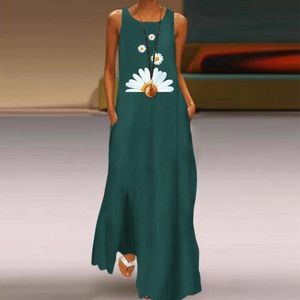 Kadınlar Yaz Bodycon Maxi Elbise Yeni Nedensel Boho kadın Yeşil Beyaz Baskılı Uzun Plaj Akşam Parti 210422