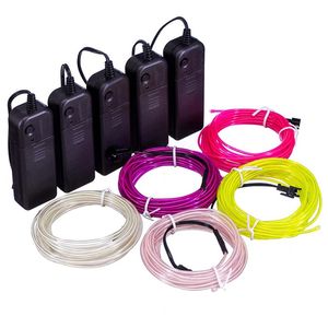 3 V Neon Işık Glow El Dize Esnek Tel Halat Tüp LED Şeritler Su Geçirmez LED'ler 3 M / 5 M Parti Içinde Süslemeleri Için Giysiler + Kontrolör 2 adet D2.5