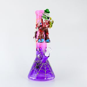 Красочный стеклянный бонг стакан базы ручной росписью художественное произведение высокая боросиликатная водная труба