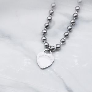 Роскошный дизайнерский кулон 15 мм сердце ожерелья женские из нержавеющей стали полые бусины цепи ювелирные изделия на шею День Святого Валентина