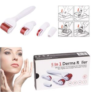 5 in 1 Titanium Derma Roller Kit Microneedle Therapy Massager Skin Tighten Care Rejuvenation Anti Wrinkle Ageing Spots Portable Home Use