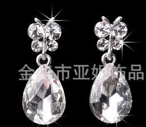 Düğün Takı Parlayan Yeni Ucuz 2 Set Rhinestone Gelin Mücevher Aksesuarları Kristaller Kolye ve Küpeler Balo Pageant PA237I